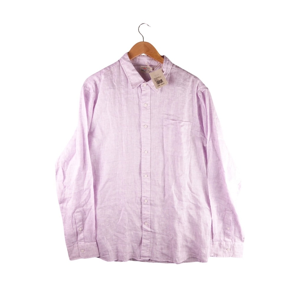 Faherty Mens Linen‎ Laguna Shirt Lavender Melange Purple XXL NWT
